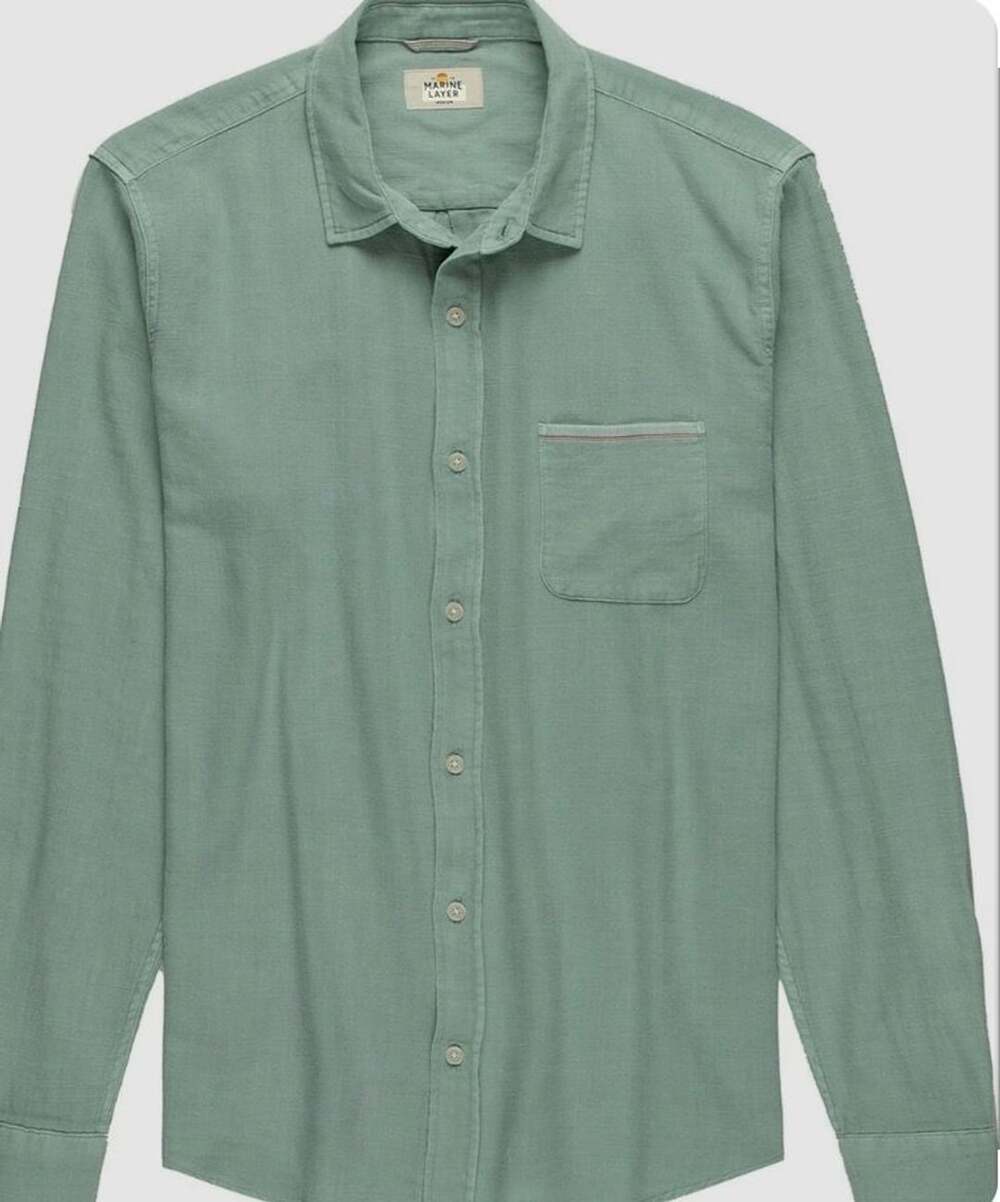 Marine Layer Long Sleeve Button-Up Shirt Size Medium Green